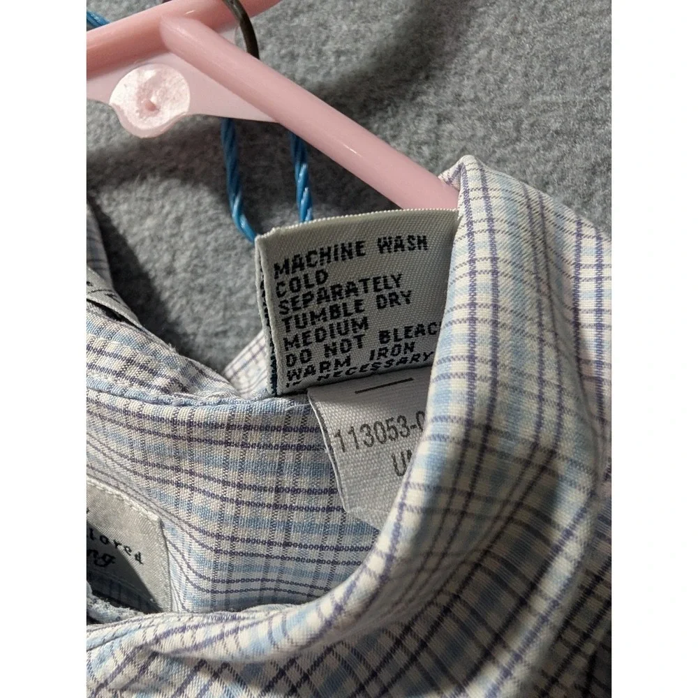 VTG Gap Dress Shirt Mens L Blue Check Plaid Button Down Classic Fit Hong Kong‎